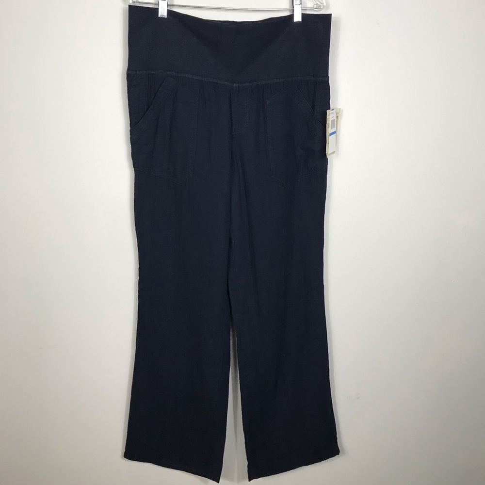 Democracy Women’s Maternity Pull-On Wide Leg  Navy Blue Cotton Pants Size XL NWT
